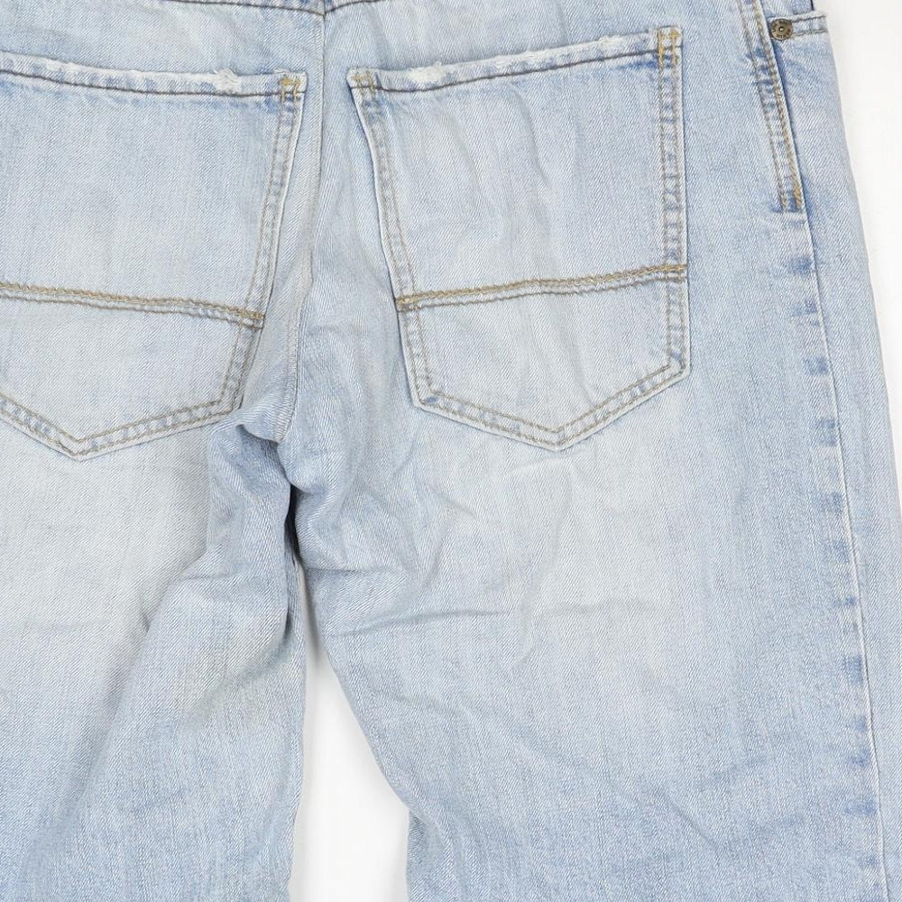 Bershka Mens Blue Cotton Biker Shorts Size 32 in Regular Zip