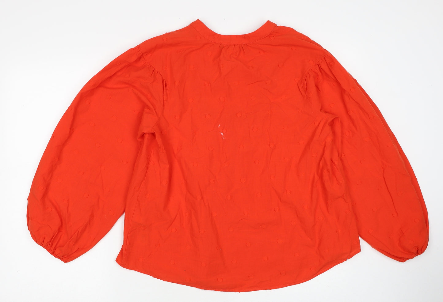Marks and Spencer Womens Red Cotton Basic Blouse Size 8 V-Neck