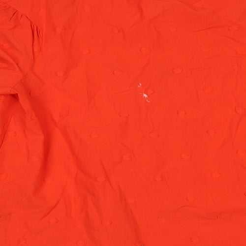 Marks and Spencer Womens Red Cotton Basic Blouse Size 8 V-Neck