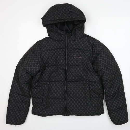 Sonneti Girls Black Geometric Puffer Jacket Jacket Size 13-14 Years Zip