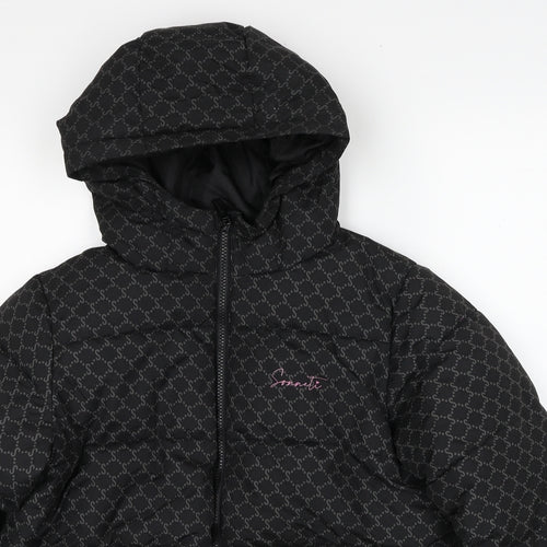 Sonneti Girls Black Geometric Puffer Jacket Jacket Size 13-14 Years Zip