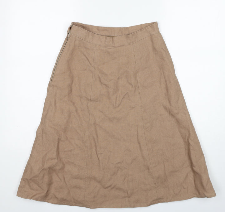 Preworn Womens Brown Polyester Swing Skirt Size 26 in Zip
