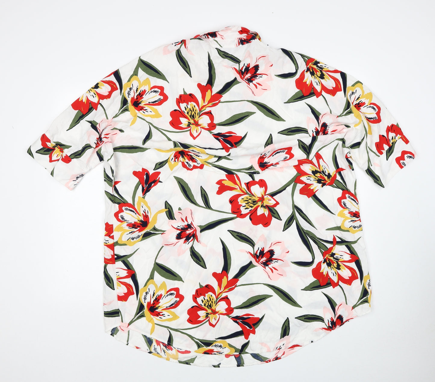 Bonmarché Womens White Floral Viscose Basic Blouse Size 22 Collared