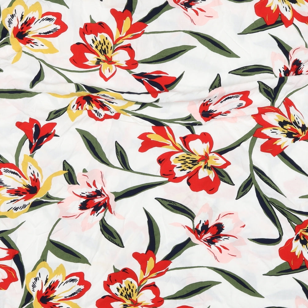 Bonmarché Womens White Floral Viscose Basic Blouse Size 22 Collared