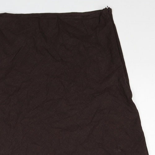 Pilot Womens Brown Floral Linen Swing Skirt Size 10 Zip
