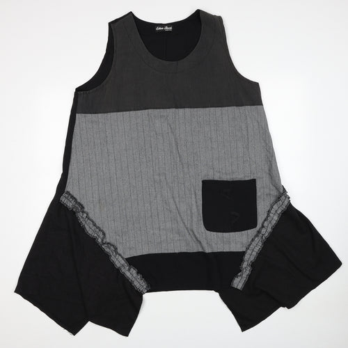 Eden Rock Womens Black Colourblock Cotton Shirt Dress Size S Scoop Neck Pullover