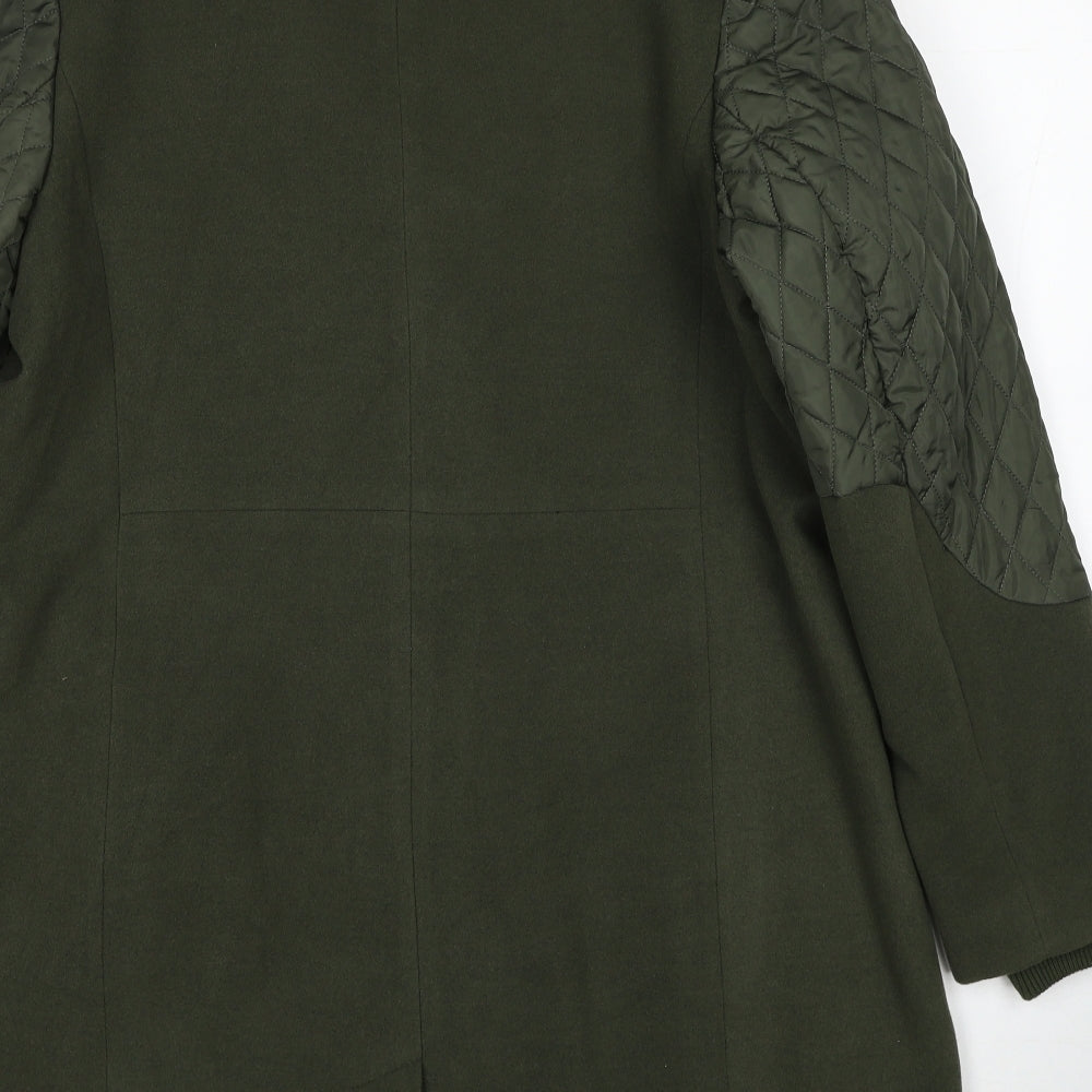 Marks and Spencer Womens Green Overcoat Coat Size 18 Zip