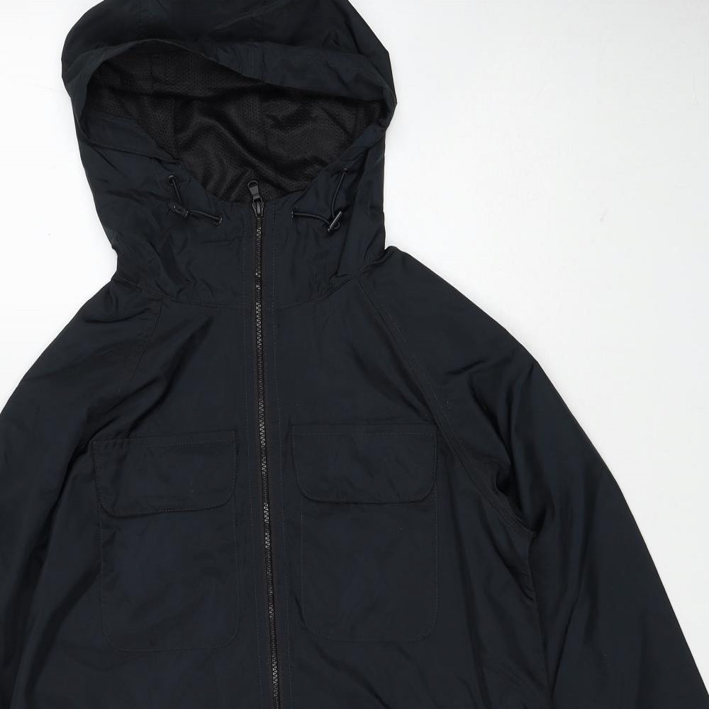 Marks and Spencer Womens Black Rain Coat Coat Size XS Zip