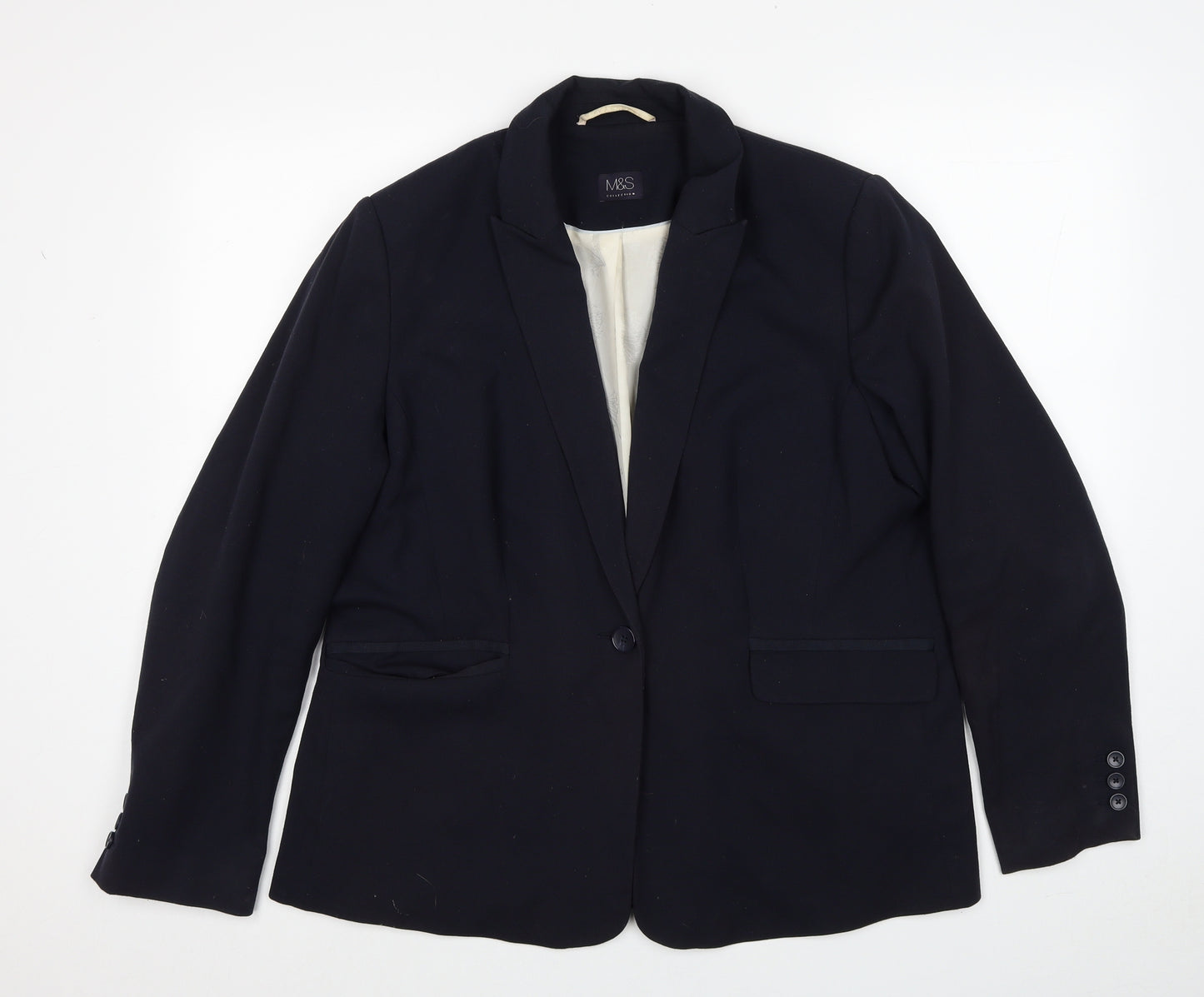 Marks and Spencer Womens Blue Jacket Blazer Size 18 Button