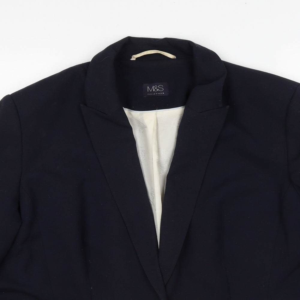 Marks and Spencer Womens Blue Jacket Blazer Size 18 Button