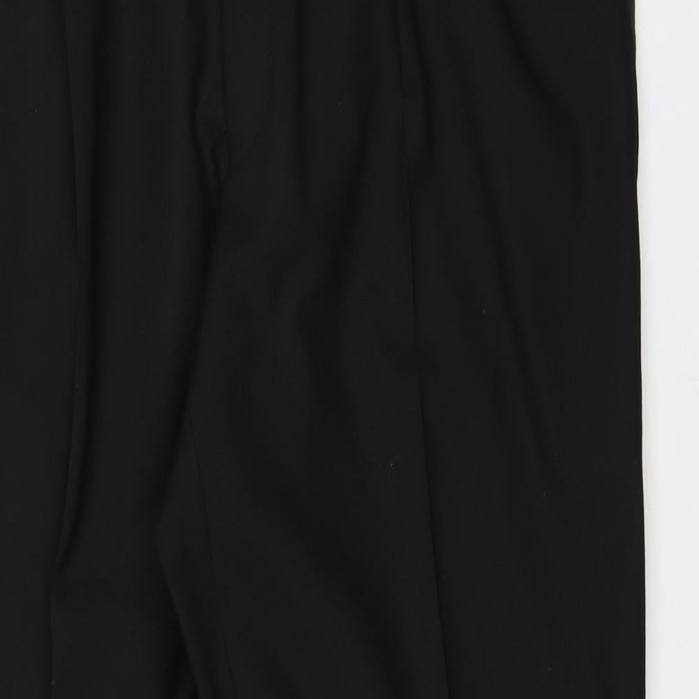 Marks and Spencer Mens Black Wool Trousers Size 36 in L31 in Regular Zip