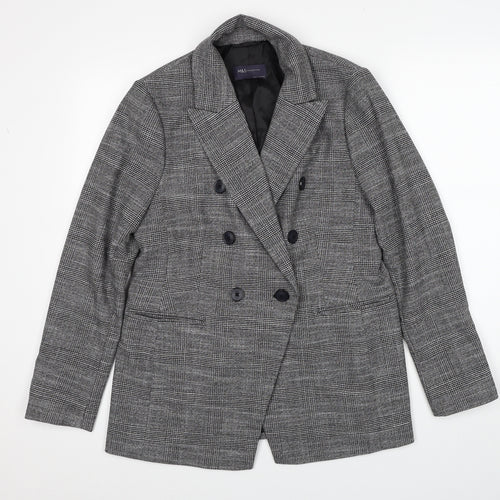 Marks and Spencer Womens Black Geometric Jacket Blazer Size 12 Button