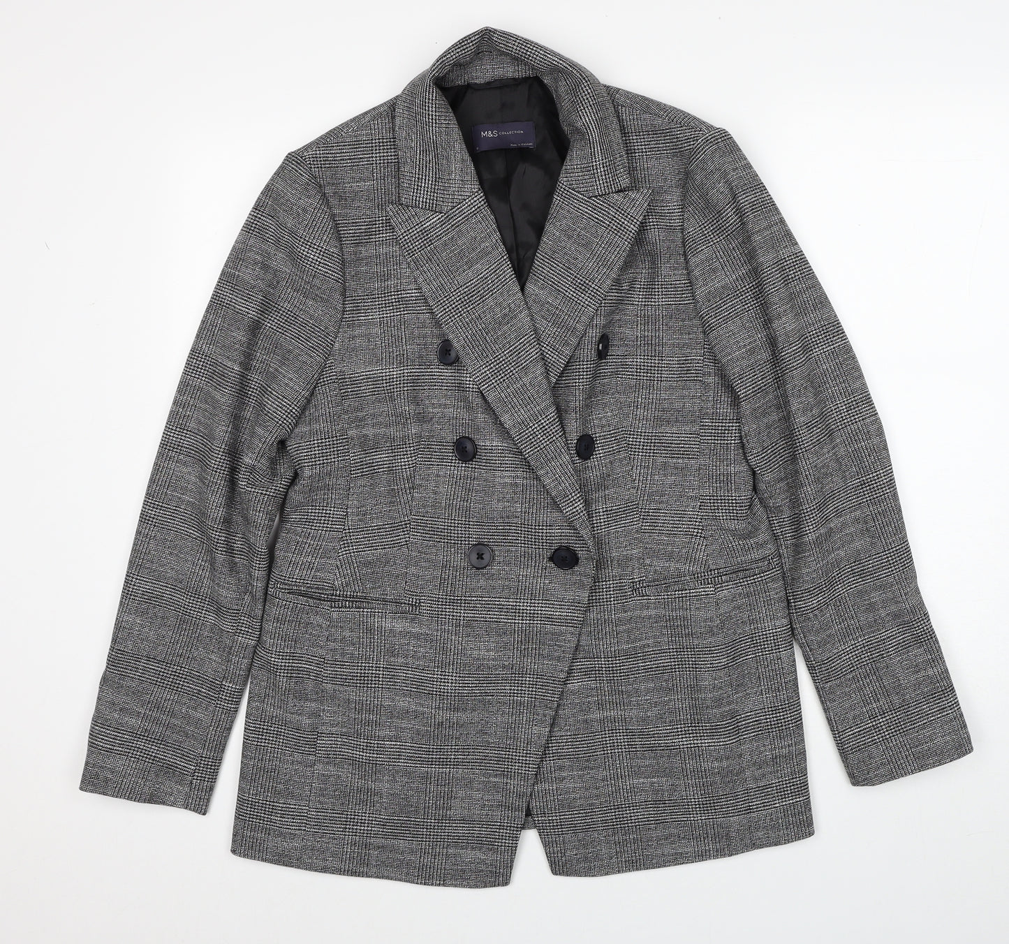 Marks and Spencer Womens Black Geometric Jacket Blazer Size 12 Button