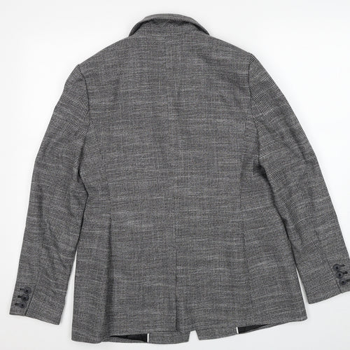 Marks and Spencer Womens Black Geometric Jacket Blazer Size 12 Button