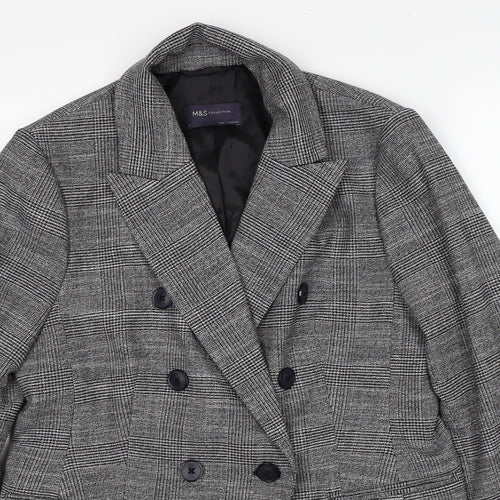Marks and Spencer Womens Black Geometric Jacket Blazer Size 12 Button