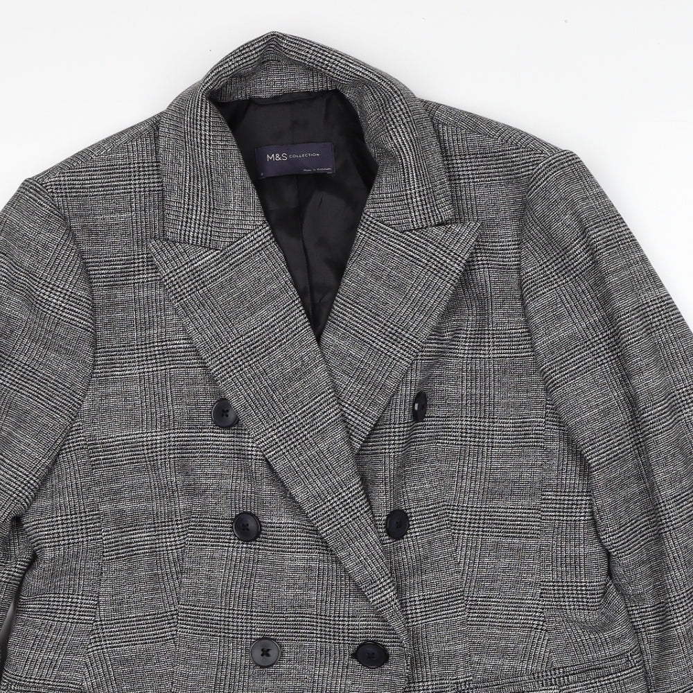 Marks and Spencer Womens Black Geometric Jacket Blazer Size 12 Button