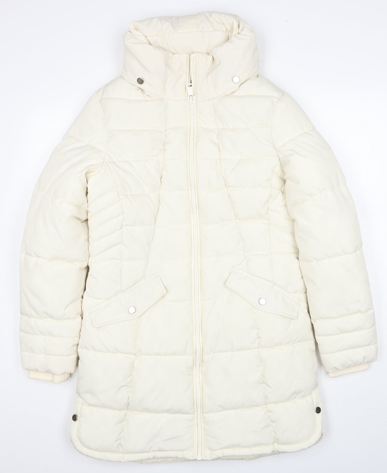 NEXT Womens White Puffer Jacket Coat Size 10 Zip