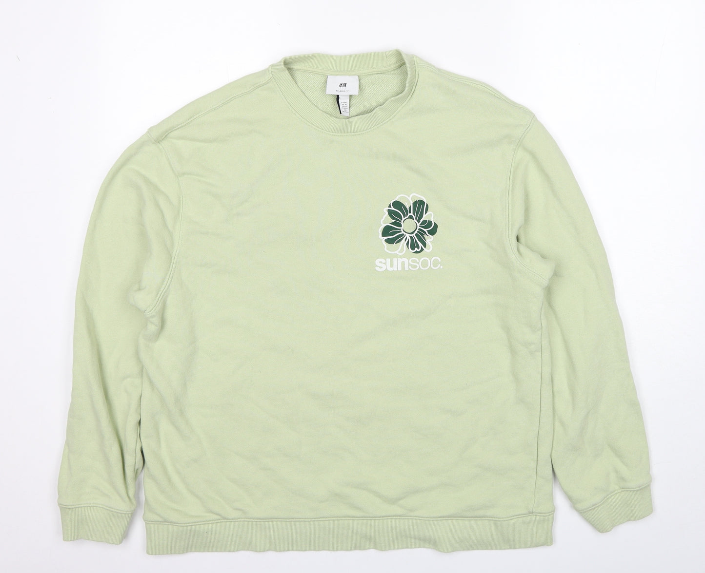 H&M Womens Green Cotton Pullover Sweatshirt Size XL Pullover