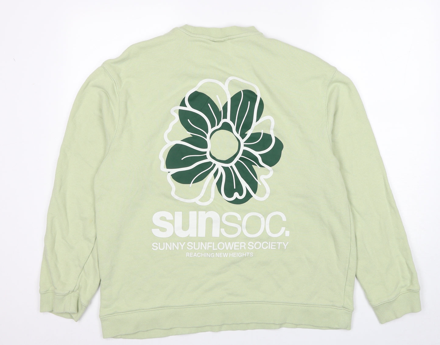 H&M Womens Green Cotton Pullover Sweatshirt Size XL Pullover