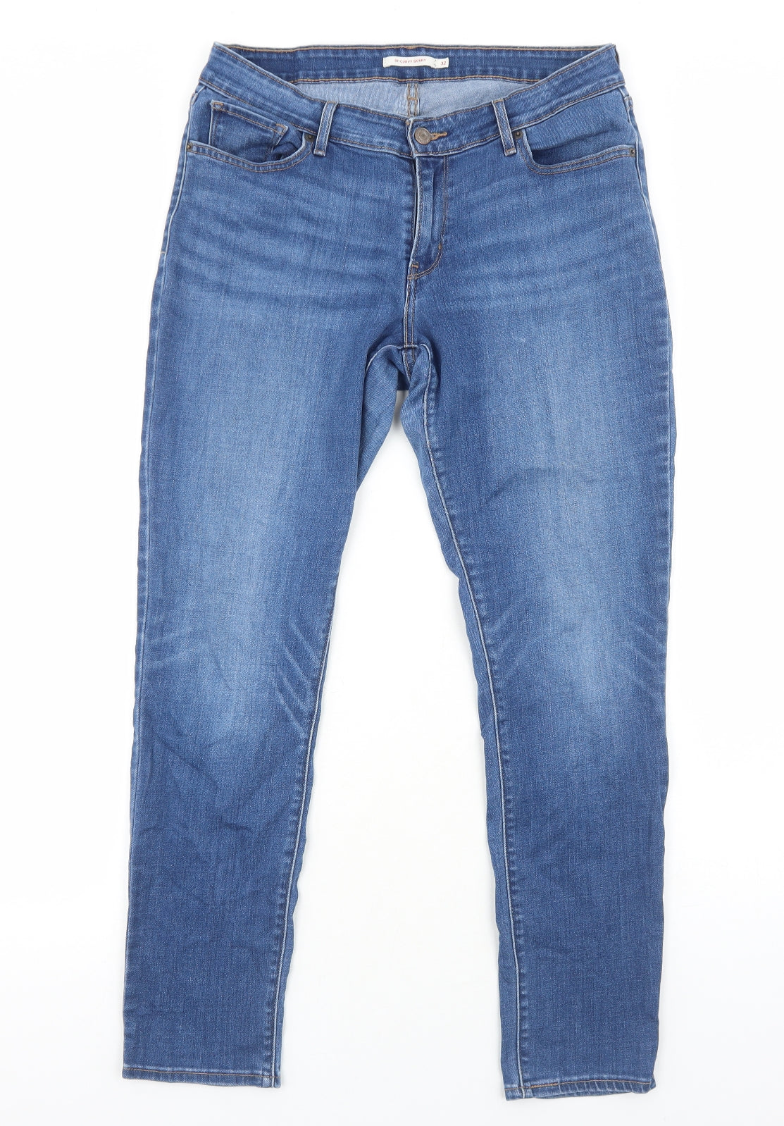 Levi's Womens Blue Cotton Straight Jeans Size 12 L32 in Regular Zip