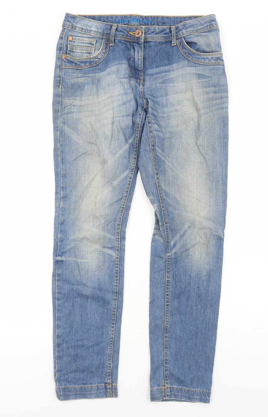 Falmer Womens Blue Cotton Straight Jeans Size 12 Regular Zip
