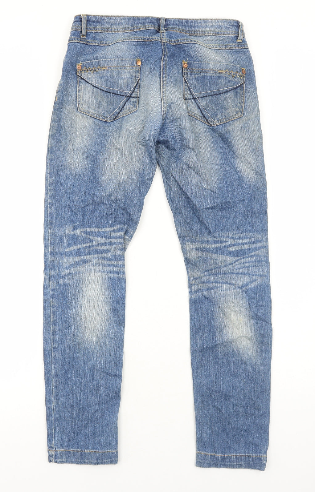 Falmer Womens Blue Cotton Straight Jeans Size 12 Regular Zip