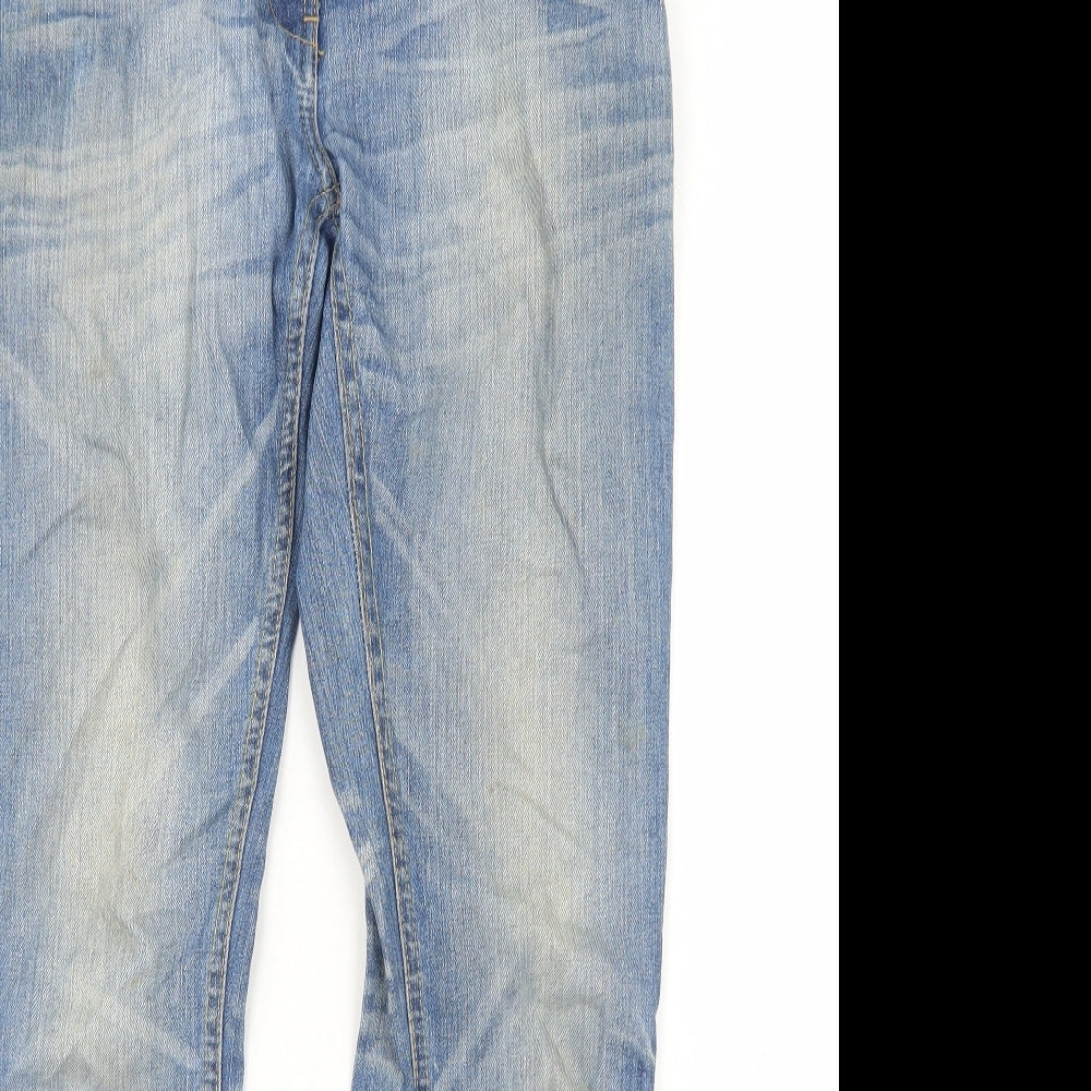 Falmer Womens Blue Cotton Straight Jeans Size 12 Regular Zip
