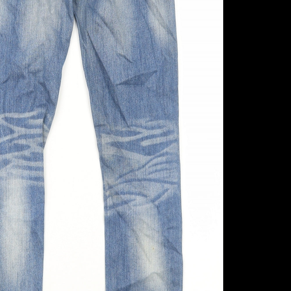 Falmer Womens Blue Cotton Straight Jeans Size 12 Regular Zip