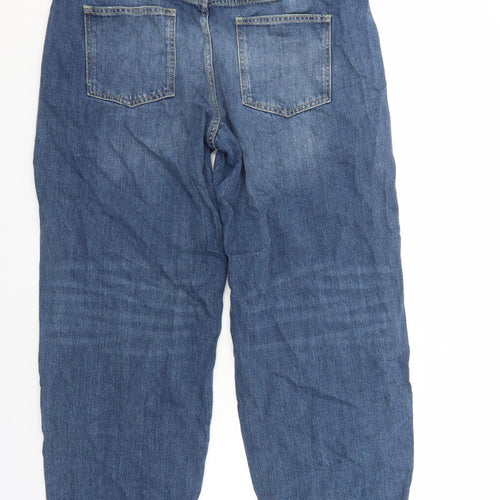 Zara Womens Blue Cotton Mom Jeans Size 18 Regular Zip