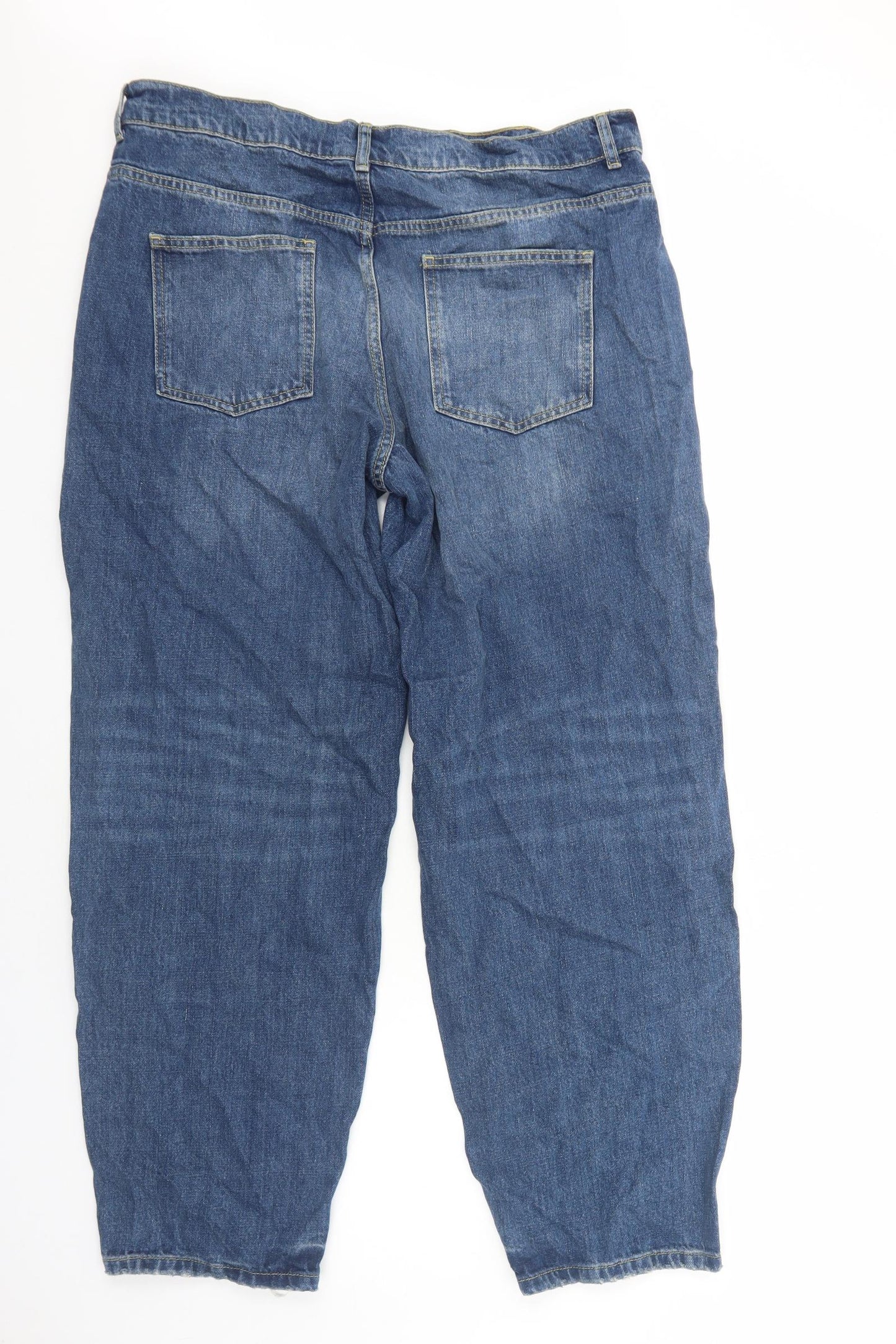 Zara Womens Blue Cotton Mom Jeans Size 18 Regular Zip