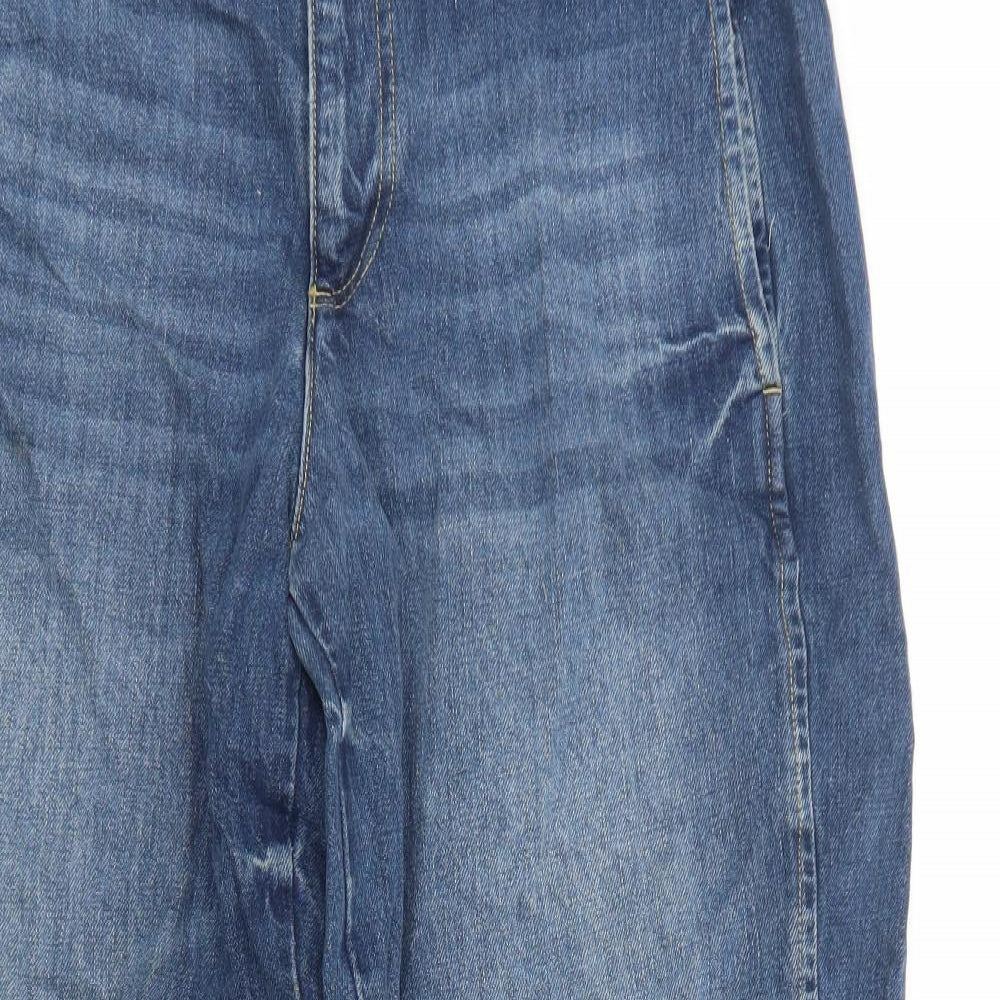 Zara Womens Blue Cotton Mom Jeans Size 18 Regular Zip