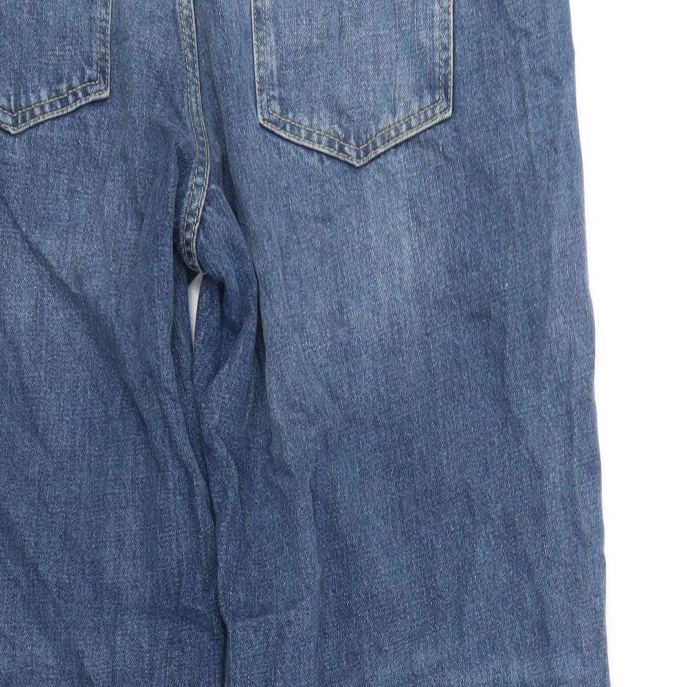 Zara Womens Blue Cotton Mom Jeans Size 18 Regular Zip