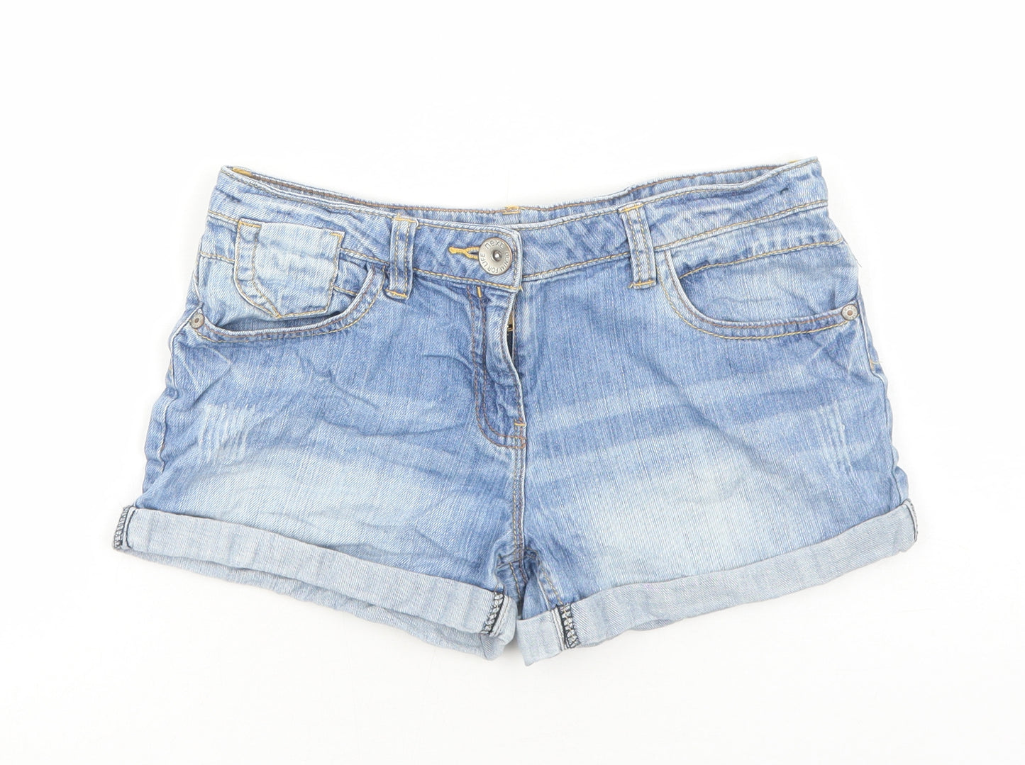 NEXT Girls Blue Cotton Hot Pants Shorts Size 11 Years Regular Zip