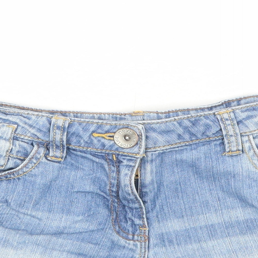 NEXT Girls Blue Cotton Hot Pants Shorts Size 11 Years Regular Zip