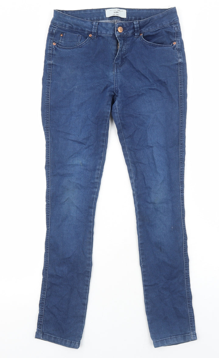 New Look Girls Blue Cotton Skinny Jeans Size 14 Years Regular Zip