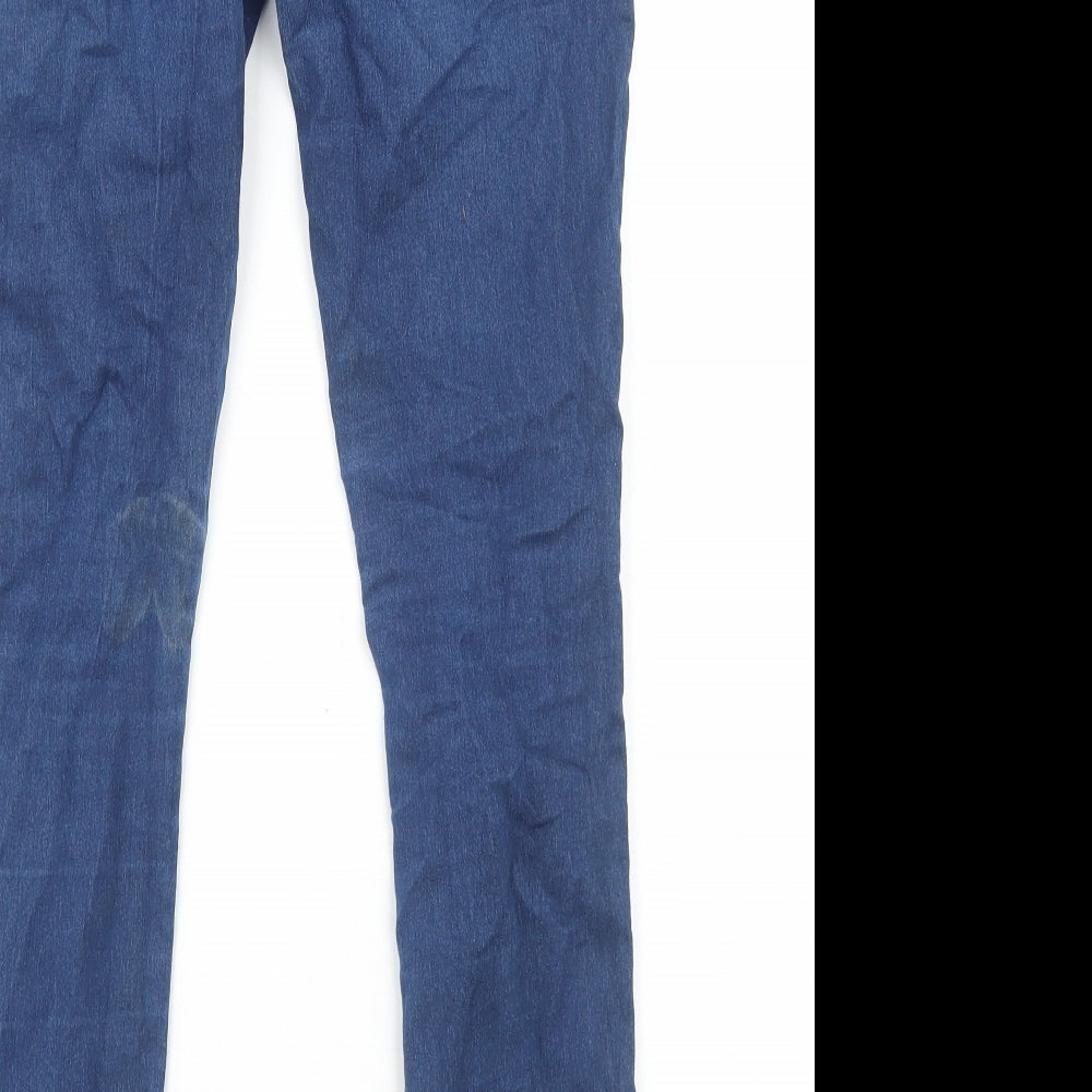 New Look Girls Blue Cotton Skinny Jeans Size 14 Years Regular Zip