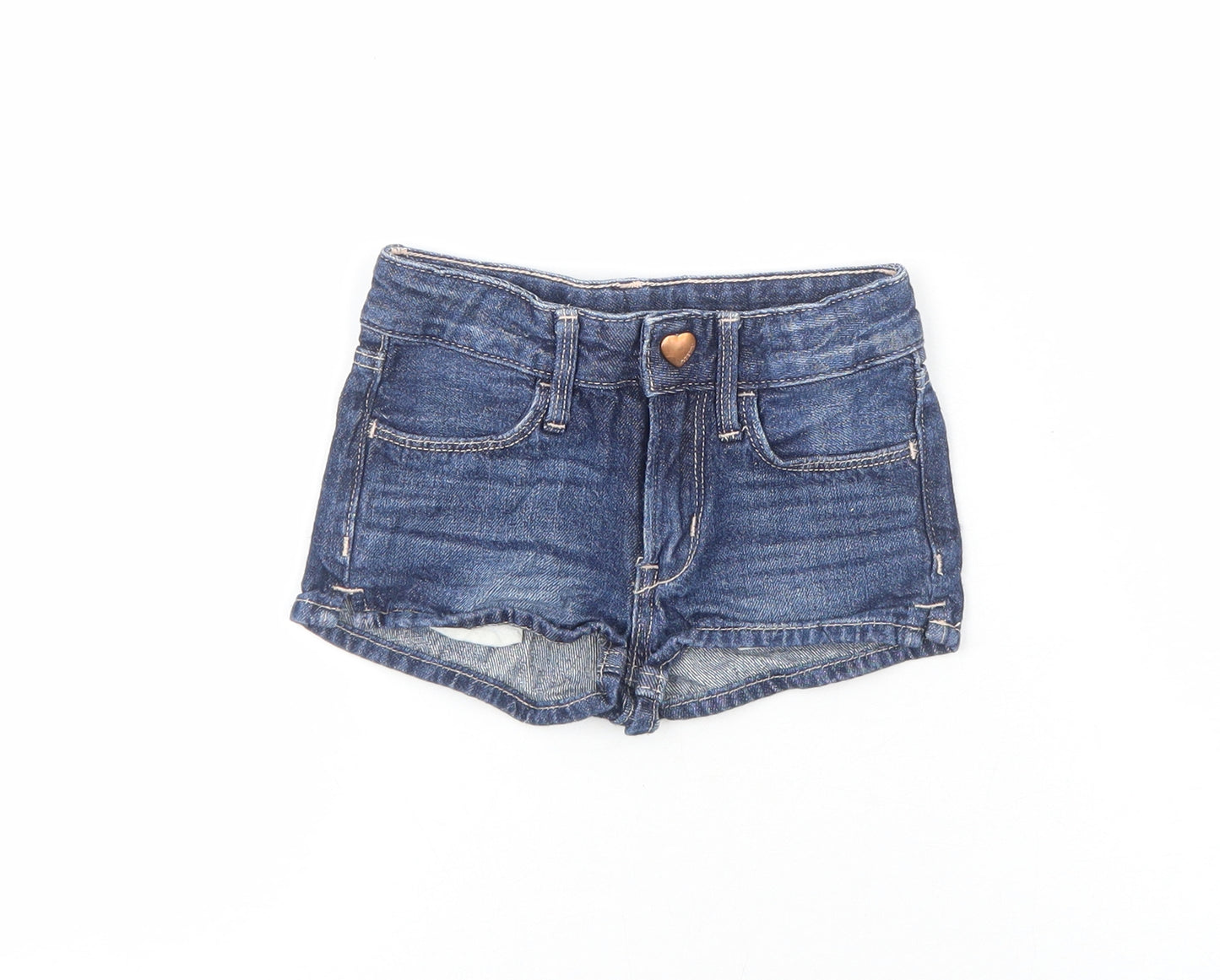H&M Girls Blue Cotton Hot Pants Shorts Size 3-4 Years Regular Zip