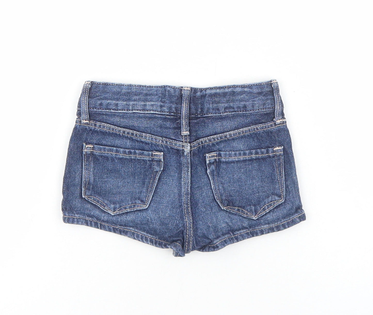 H&M Girls Blue Cotton Hot Pants Shorts Size 3-4 Years Regular Zip
