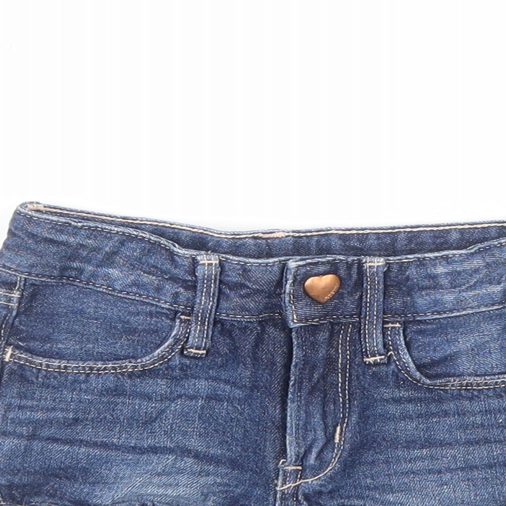 H&M Girls Blue Cotton Hot Pants Shorts Size 3-4 Years Regular Zip