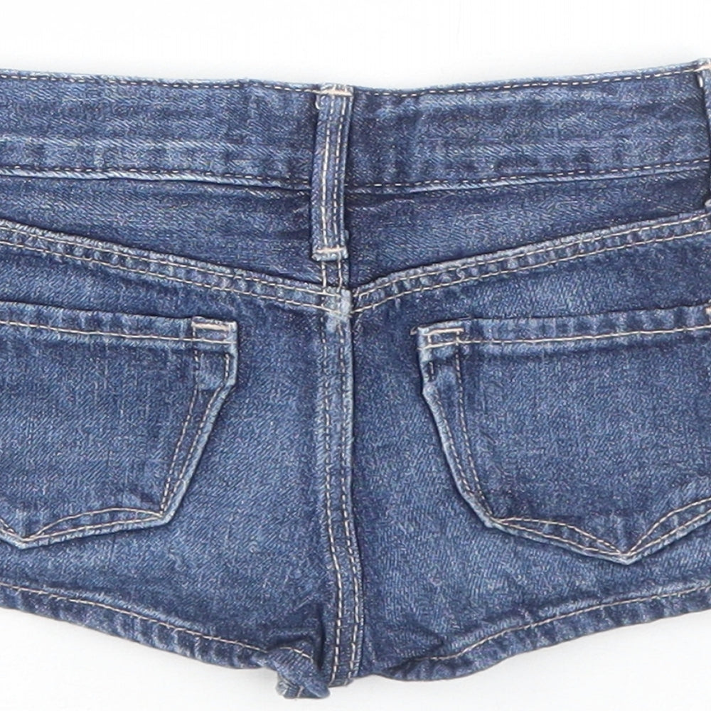 H&M Girls Blue Cotton Hot Pants Shorts Size 3-4 Years Regular Zip