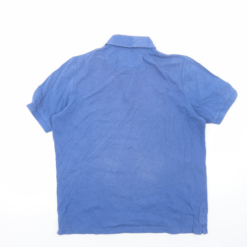 Brook Taverner Mens Blue Cotton Polo Size M Collared Button