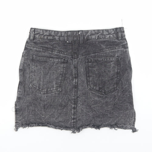 Motel Womens Grey Cotton Mini Skirt Size S Zip