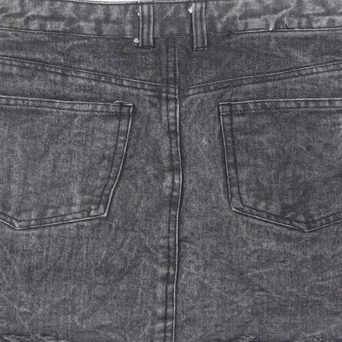 Motel Womens Grey Cotton Mini Skirt Size S Zip