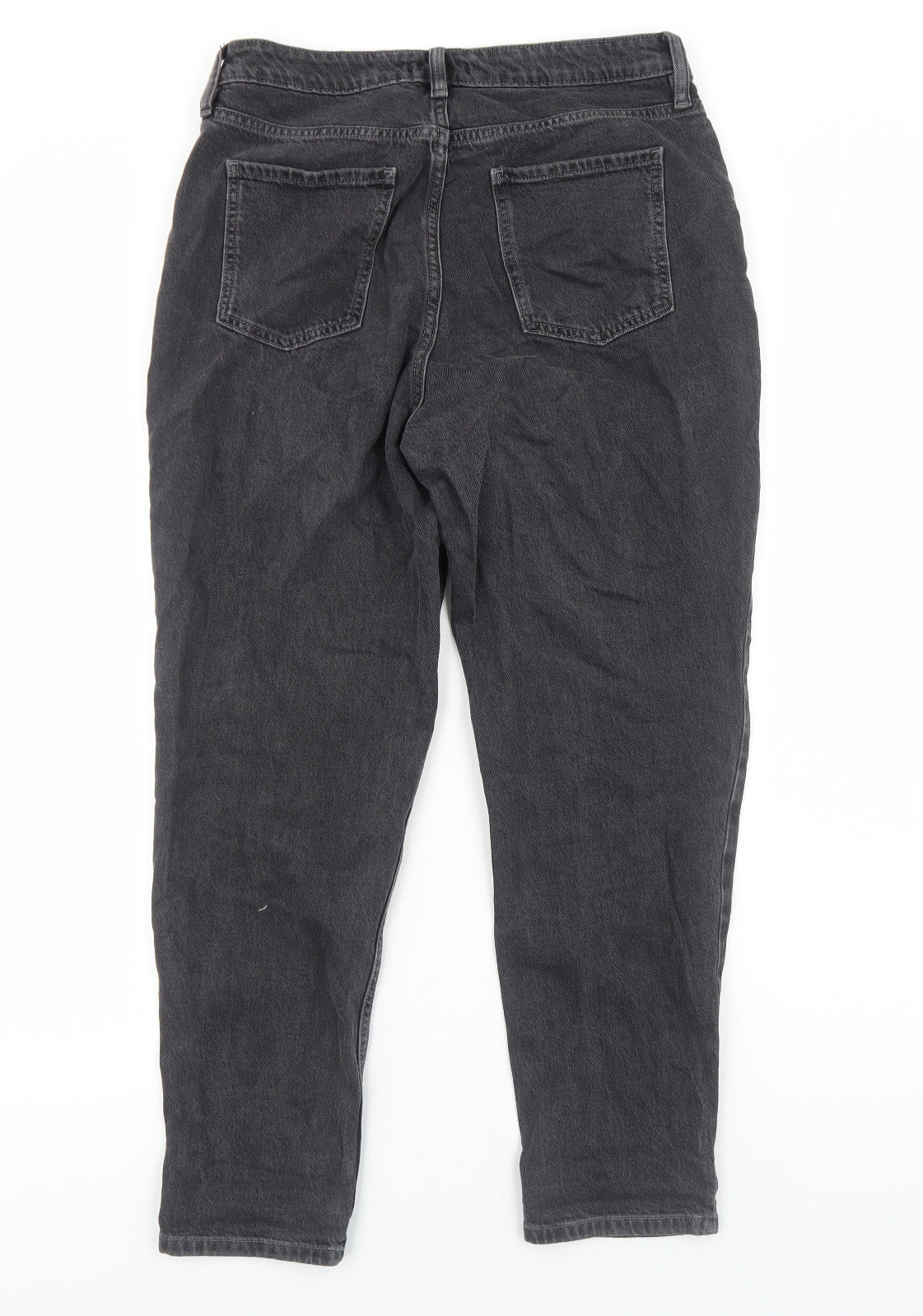 F&F Womens Black Cotton Straight Jeans Size 12 Regular Zip