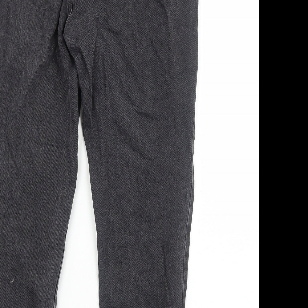 F&F Womens Black Cotton Straight Jeans Size 12 Regular Zip