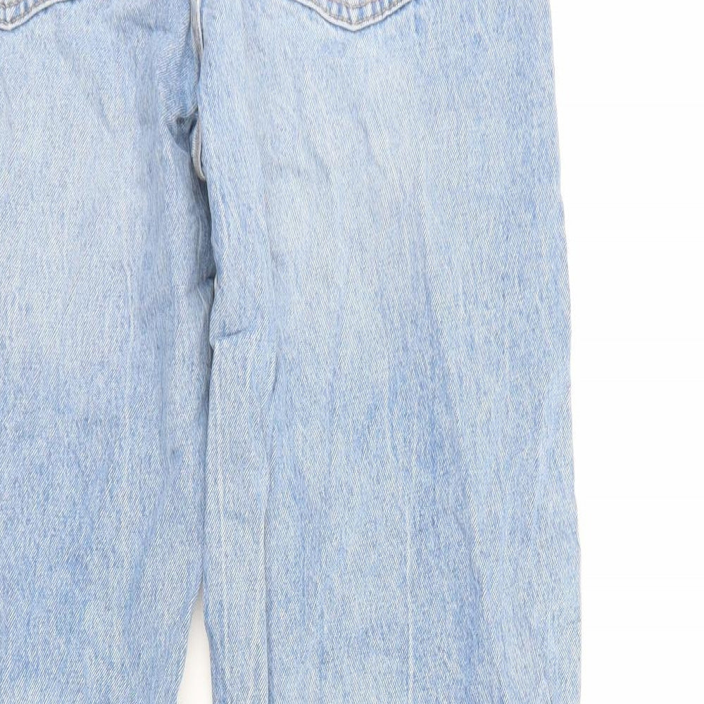 Zara Womens Blue Cotton Straight Jeans Size 14 Regular Zip