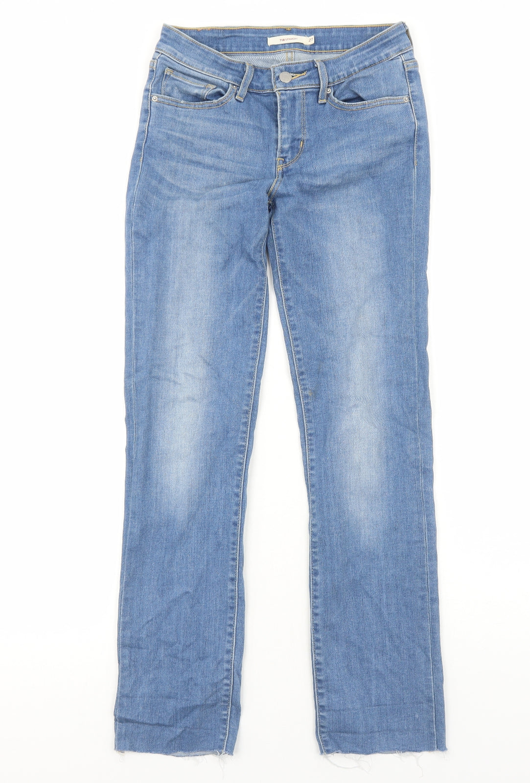 Levi's Womens Blue Cotton Straight Jeans Size 8 L32 in Regular Zip