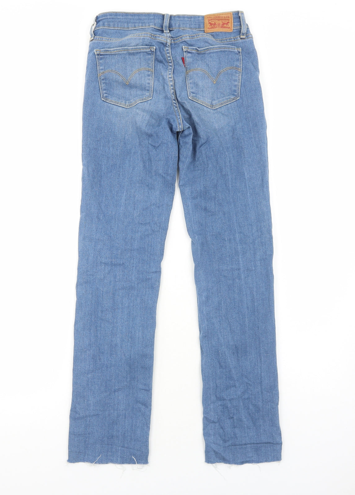 Levi's Womens Blue Cotton Straight Jeans Size 8 L32 in Regular Zip