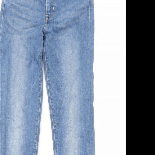 Levi's Womens Blue Cotton Straight Jeans Size 8 L32 in Regular Zip