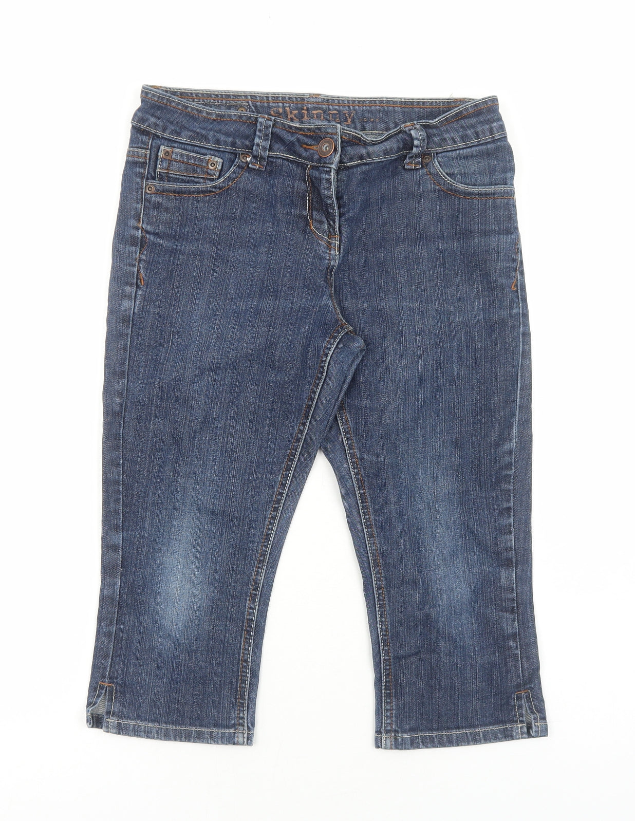 George Womens Blue Cotton Cropped Jeans Size 10 Regular Zip